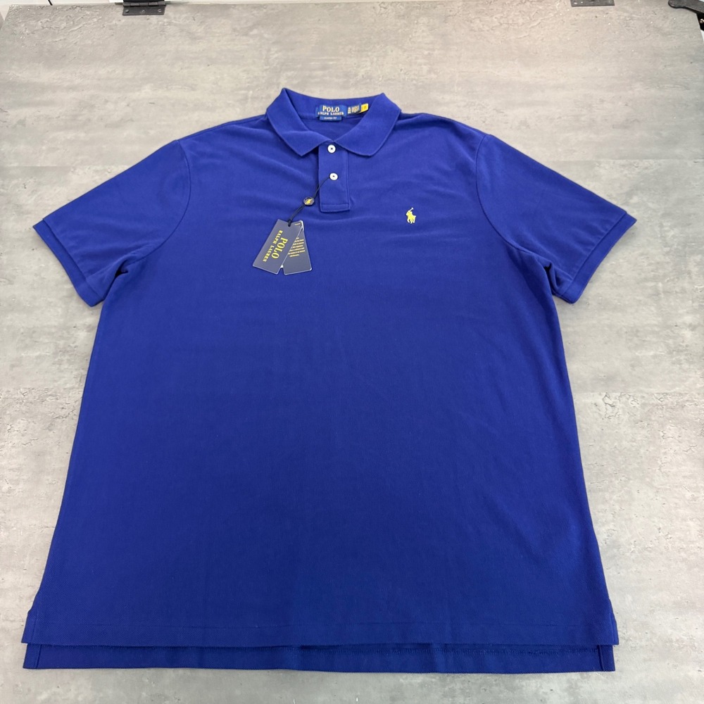Polo Ralph Lauren Polo Shirt Mens XL Royal Blue Classic Fit Yellow Pony NWT $118